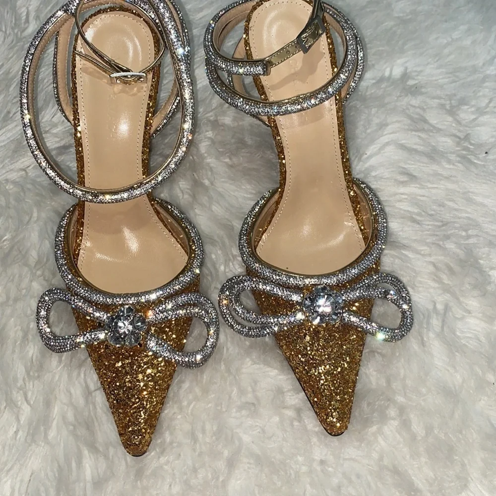 New Mach & Mach Double Bow Crystal embellished‎ glitter pump size 38.5EU - Picture 13 of 15
